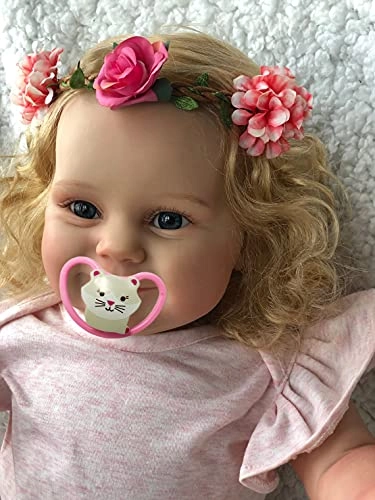 Reborn Baby Doll - 20inch Silicone Vinyl Cotton Girl Blonde Hair Ages 3+