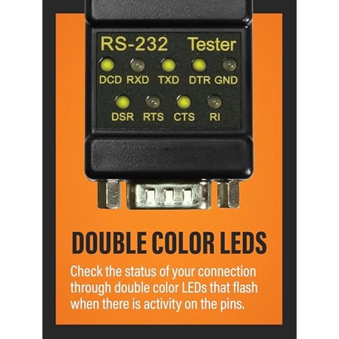 RS-232 LED LINK TESTER - DB-9 Male to DB-9 Female