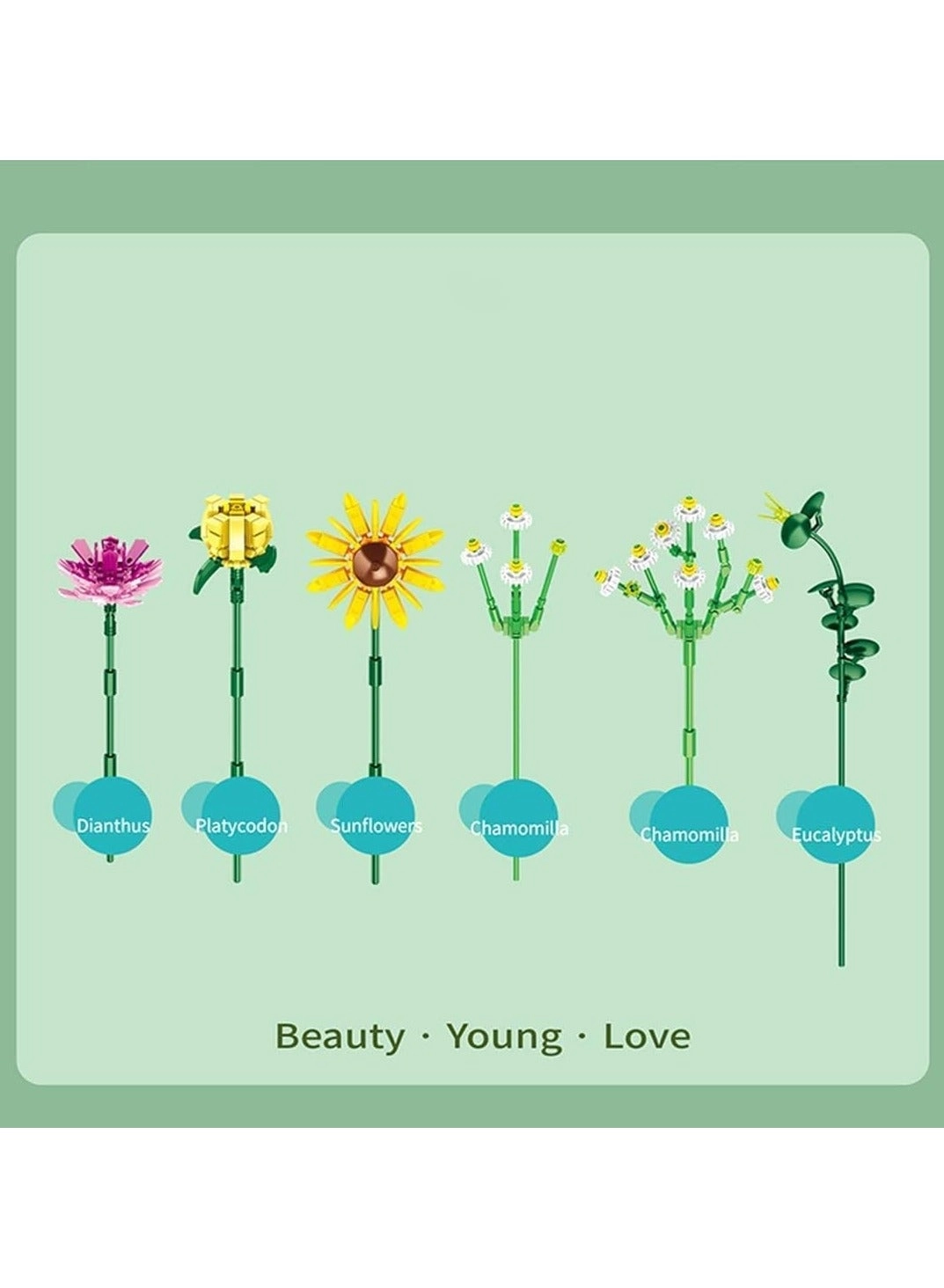 Flowers Bouquet Building Sets - Building Bricks DIY with Lights