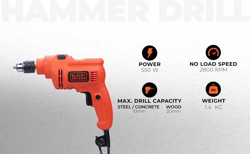 Hammer Percussion Drill - 550W 10mm corded