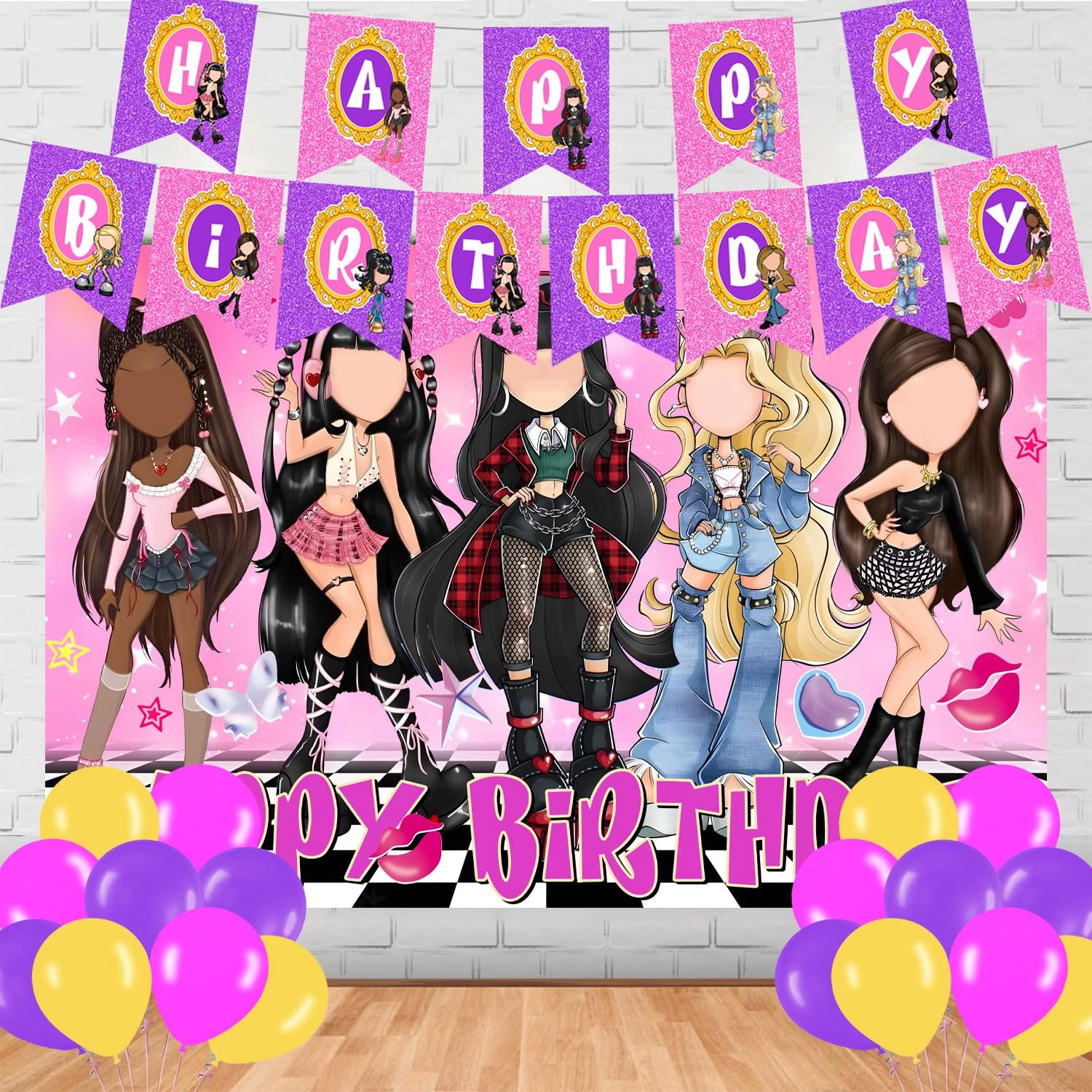 ezcpigei Bratzz Girl Banner - 24 pcs Birthday
