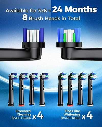 Rotating Electric Toothbrush - 8 Brush Heads 4 Modes 25-Day Battery Life