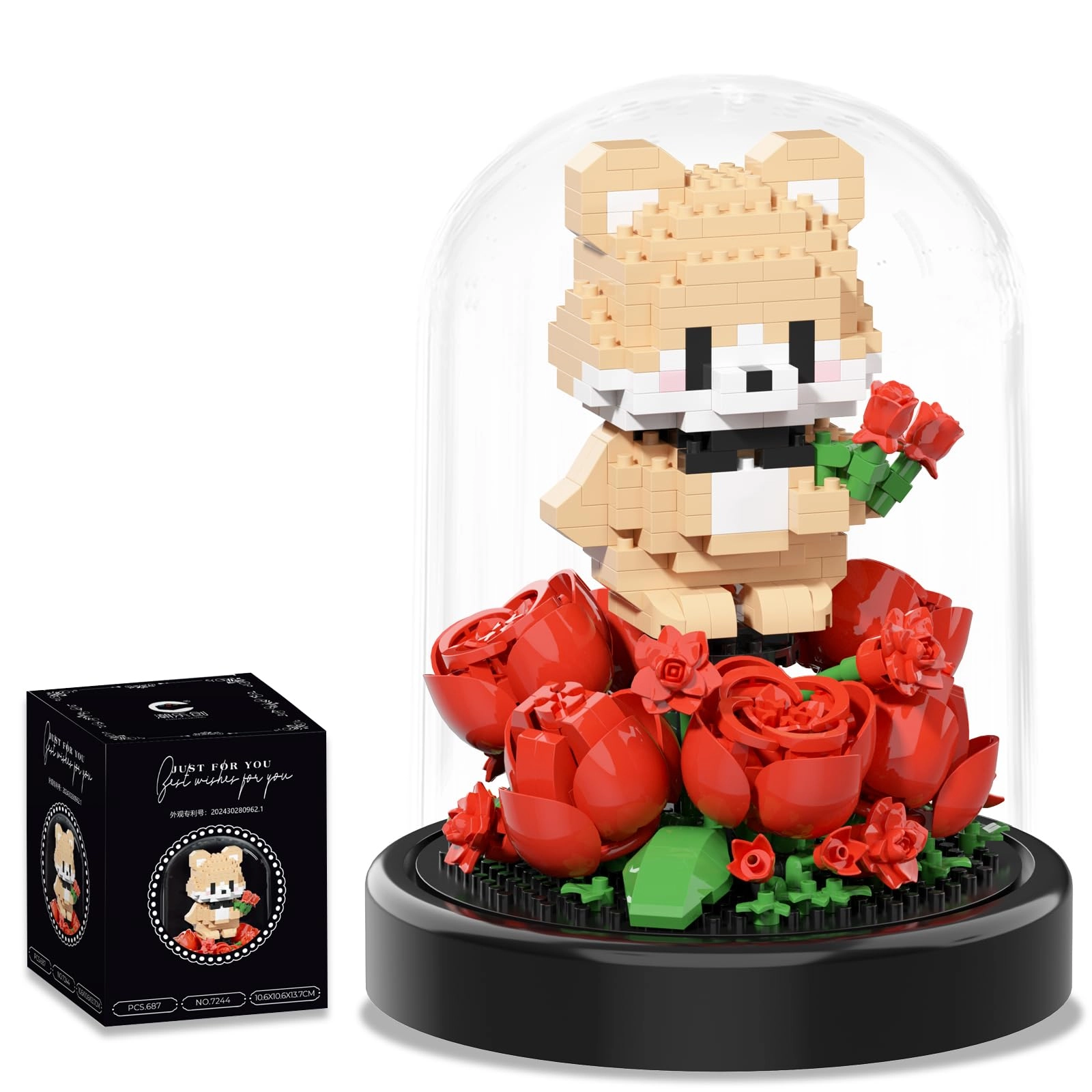 RIESEK Artificial Flower Animal Building Set - Bear 787 pcs Animal