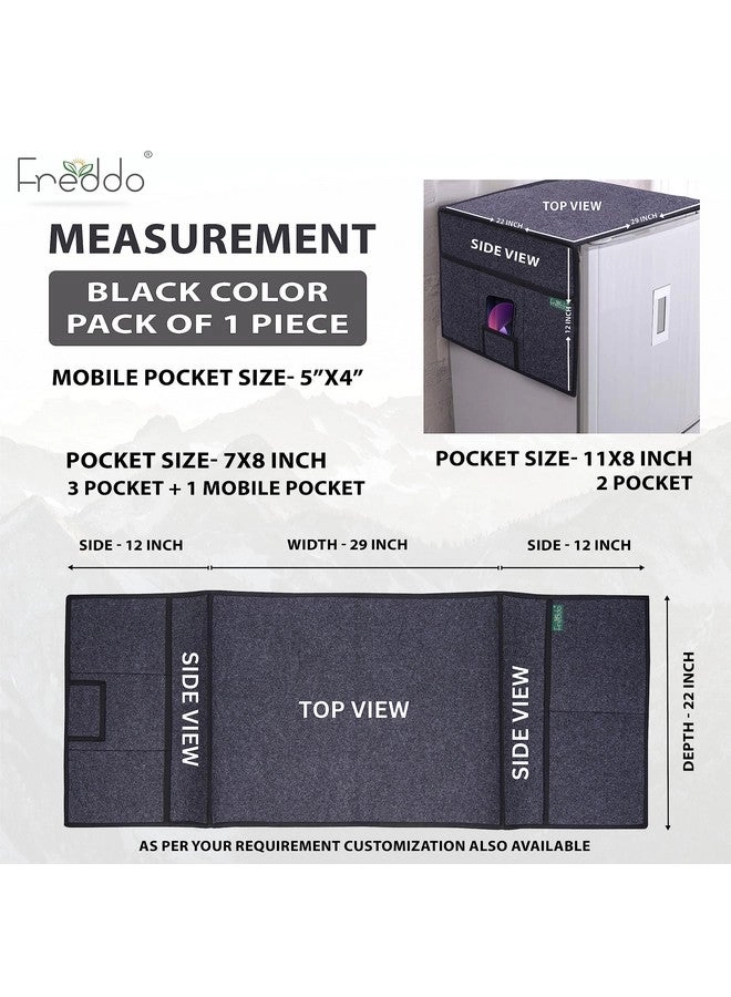 Refrigerator Top Cover - 5 Pocket 35 x 24 inch Grey Black