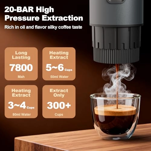 3-in-1 Portable Coffee Maker - 20BAR 7800mAh Rechargeable