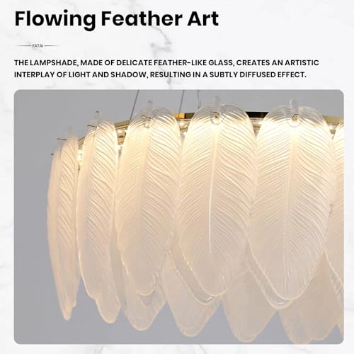 Flowing Feather Art LED Chandelier - Up to 39.3 inches (100 cm), adjustable