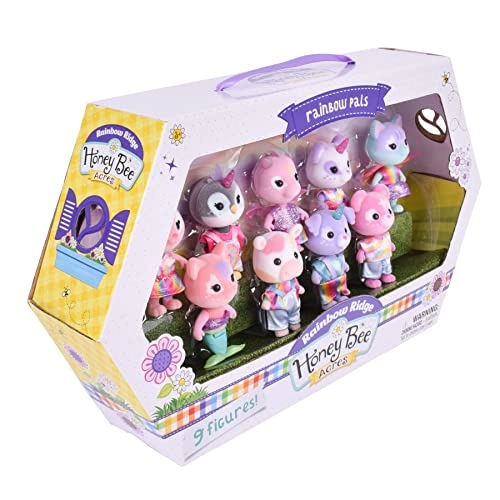Honey Bee Acres Rainbow Ridge Pals Miniature Flocked Dolls 2.25-inch 9 pcs