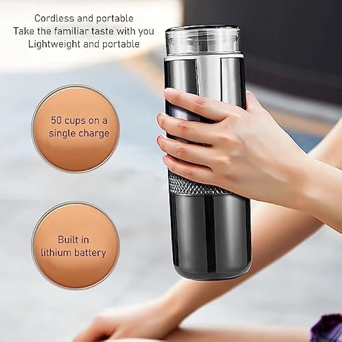 Portable Espresso Machine - 1200mAh Battery Type-C Charging Capsules & Ground Coffee