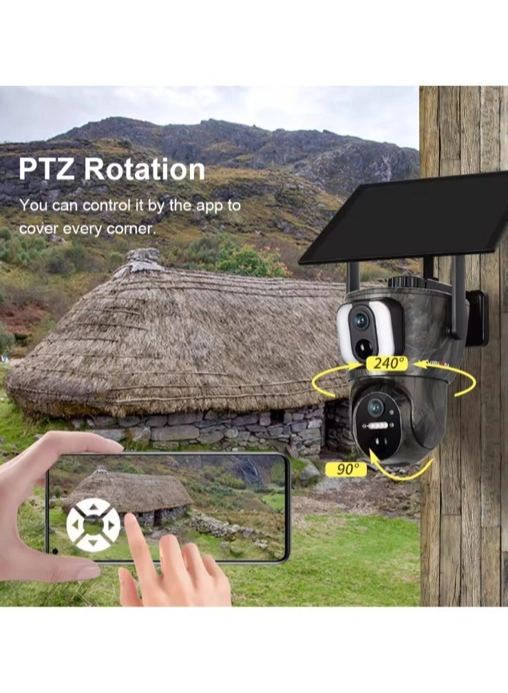 Outdoor Solar Cell 4G Binocular Camera 8MP