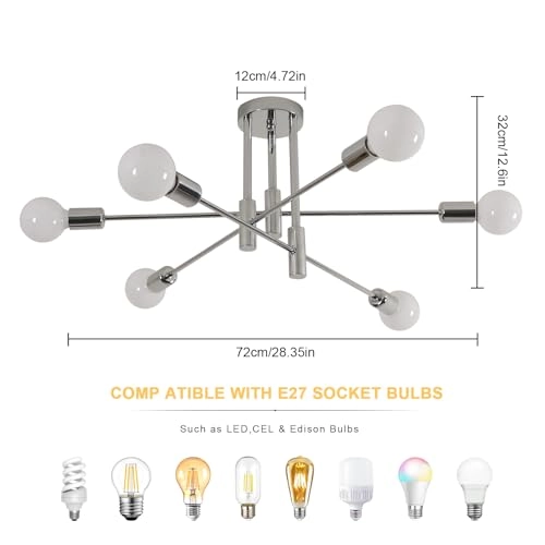Modern Ceiling Light - E27 Chrome