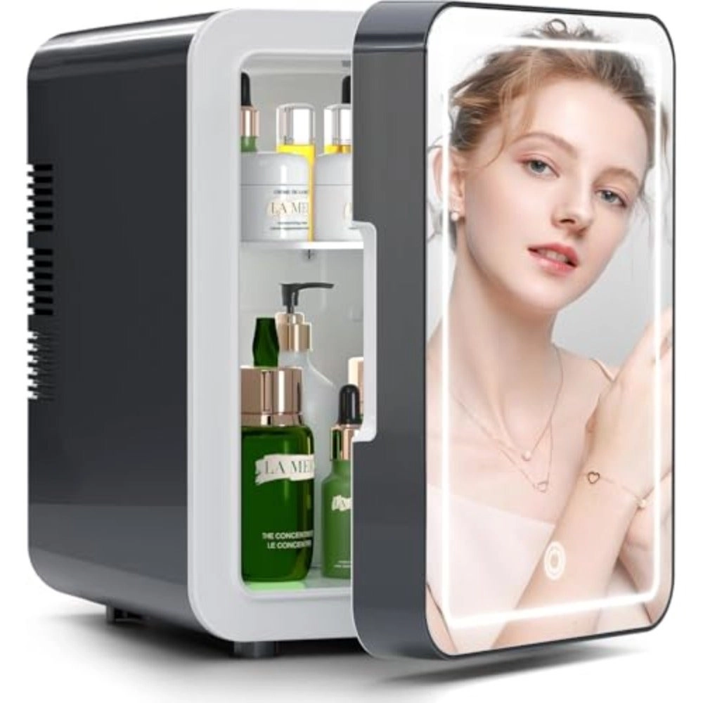 Generic Mini Skincare Fridge - Dual Use Cool Warm LED Mirror