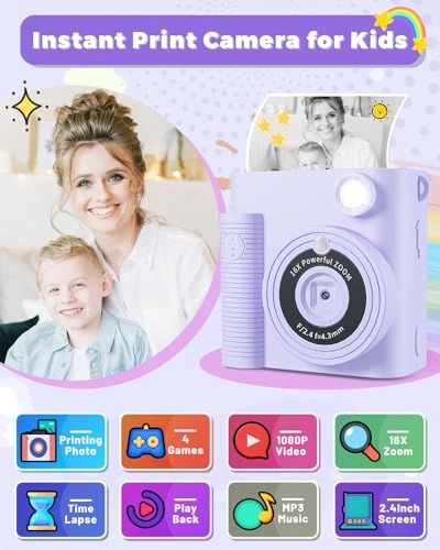 Kids Camera - Instant 32GB Pink