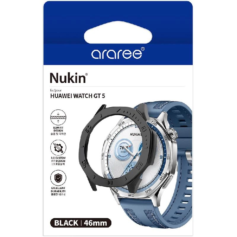 Full Body Case for Huawei Watch GT 5 46mm - Black Polycarbonate