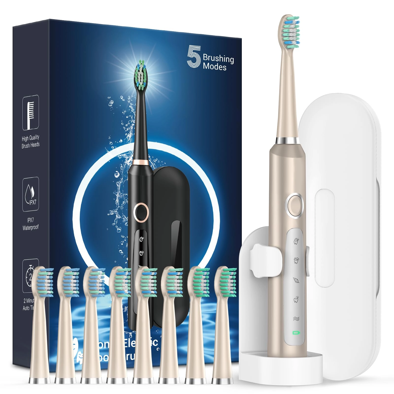 Rtauys Sonic Electric Toothbrush - 5 Brush Heads 120 Days Battery Life