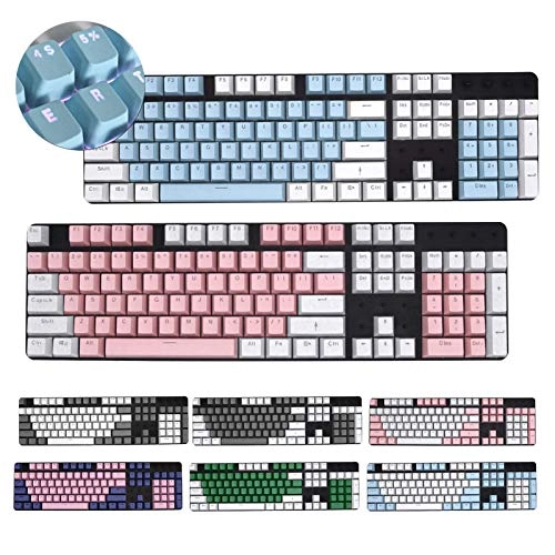 Key Cap - 104Pcs PBT White Blue