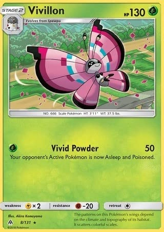 Pokémon Pokemon Vivillon 8/131 - English + Toploader - standard sized
