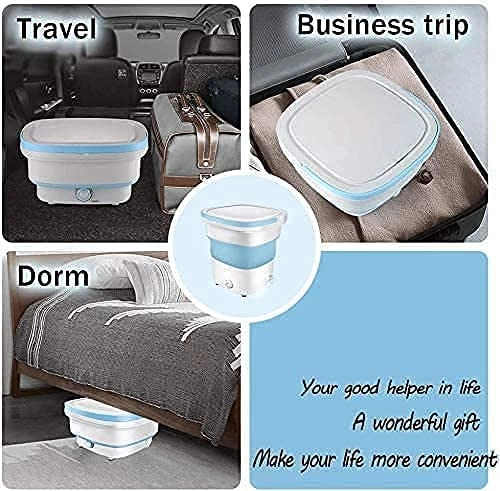 Aiwanto Folding Washing Machine, Mini Automatic Travel Home Underwear Foldable Washer And Dryer for Camping Apartment Dormitory (Pink)