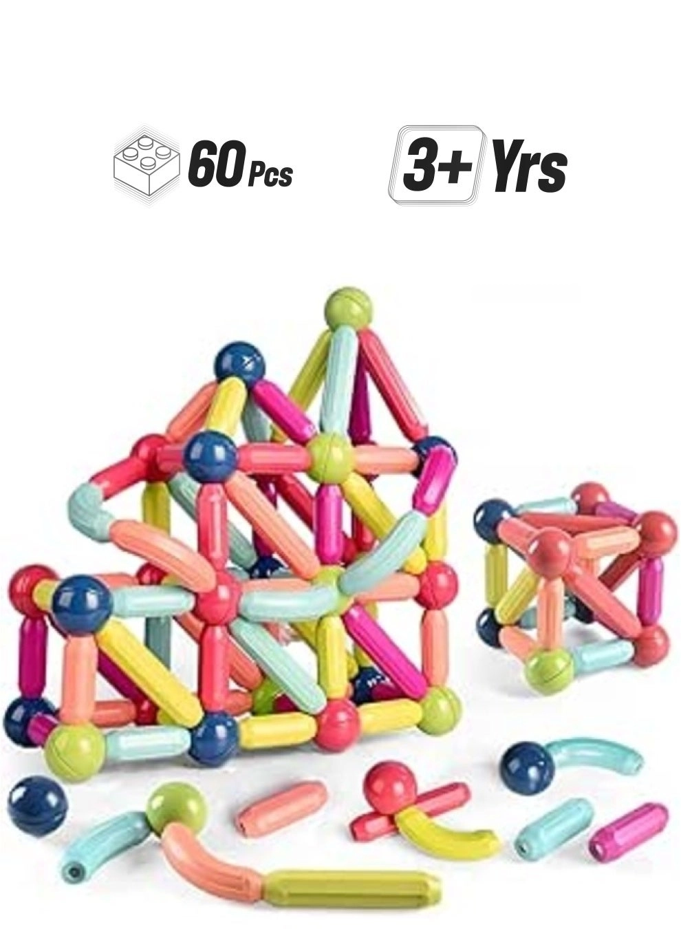 Magnetic Building Blocks - 60 pcs
