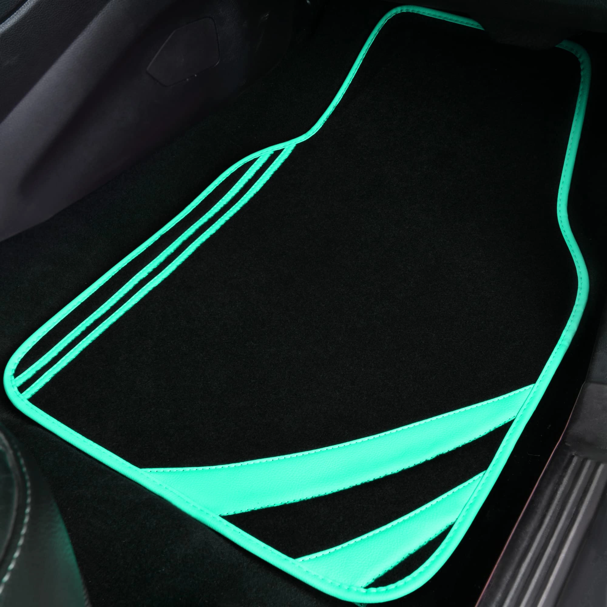 Faux Leather Car Mats - Blue Edge Universal Fit