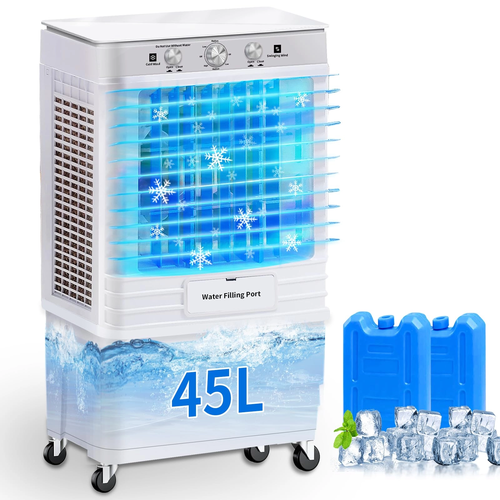 Pomefar Evaporative Air Cooler - 4120 Cubic Feet Per Minute 45L