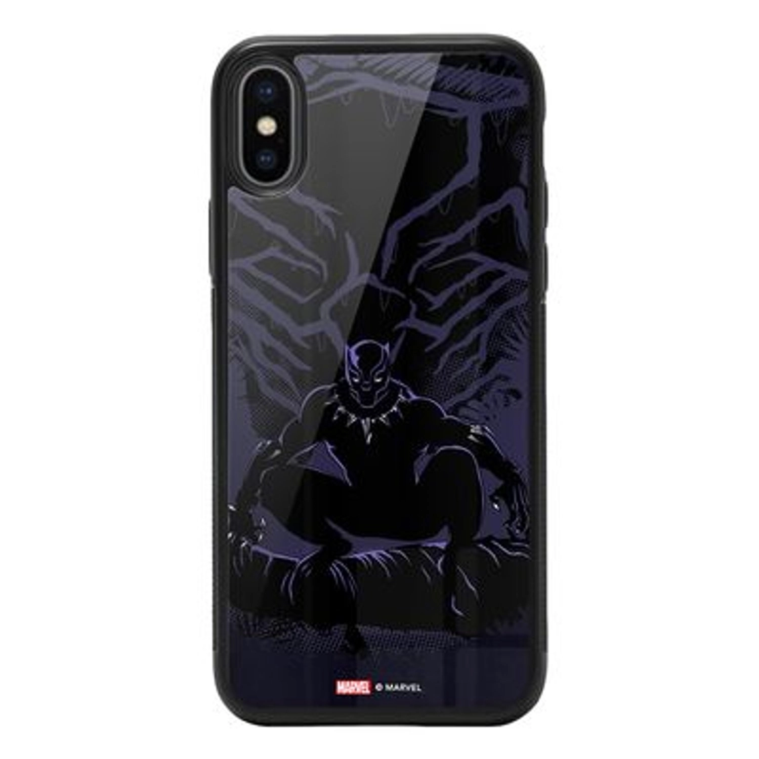 Wackylicious Black Panther The Warrior iPhone XS Cover - TPU Bumper Case + Tempered Glass Back Back Case