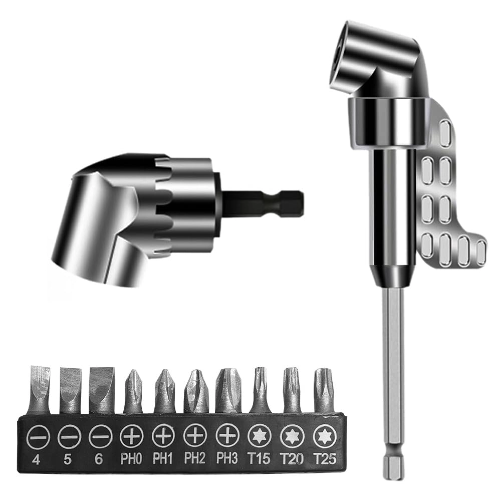 ZEIEYA 105° Angle Screwdriver Attachment Adapter - HSS silver 10 screw heads