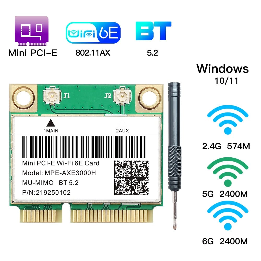 MPE-AXE3000H - 2.4GHz 5GHz 6GHz Half Mini PCI-E WiFi 6E