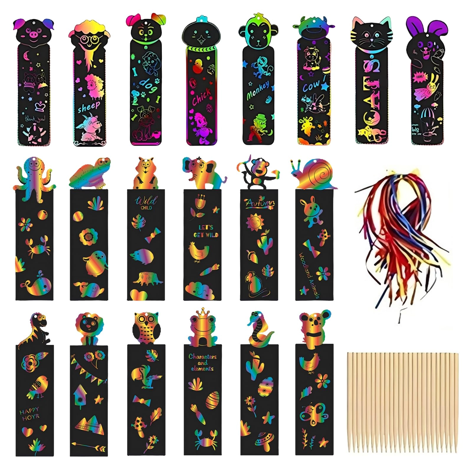 Scratch Art Bookmark - 36Pcs/40Pcs