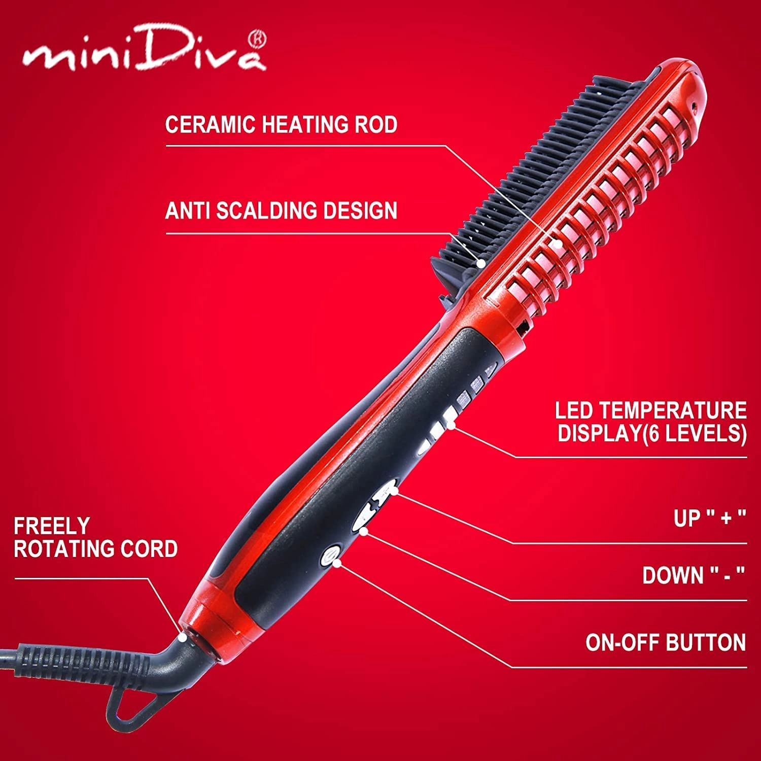 2-in-1 Hair Curler and Straightener - Ceramic 6 Heat Levels