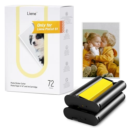 Liene Sticker Paper - 72 Sheets 4x7" + Ink Cartridge - 2 Pack