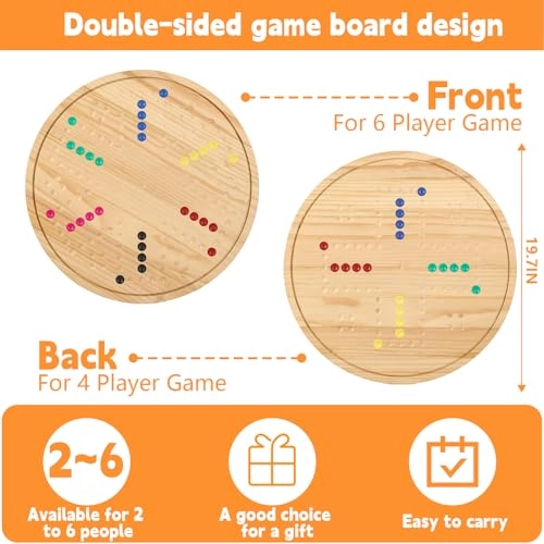 Wahoo Marble Board Game - Double-Sided Solid Wood