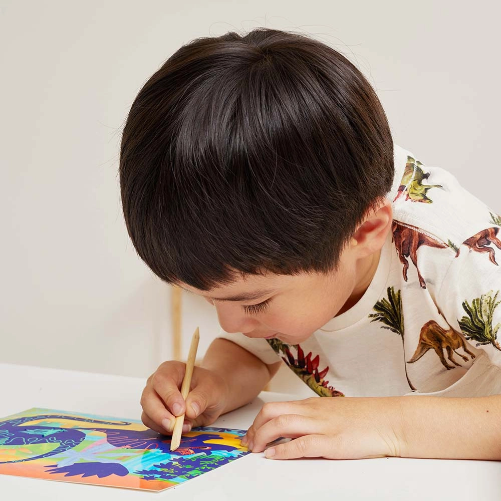 Scratch Art Kit - 5-8 years 8 cards 2 wooden etching tools