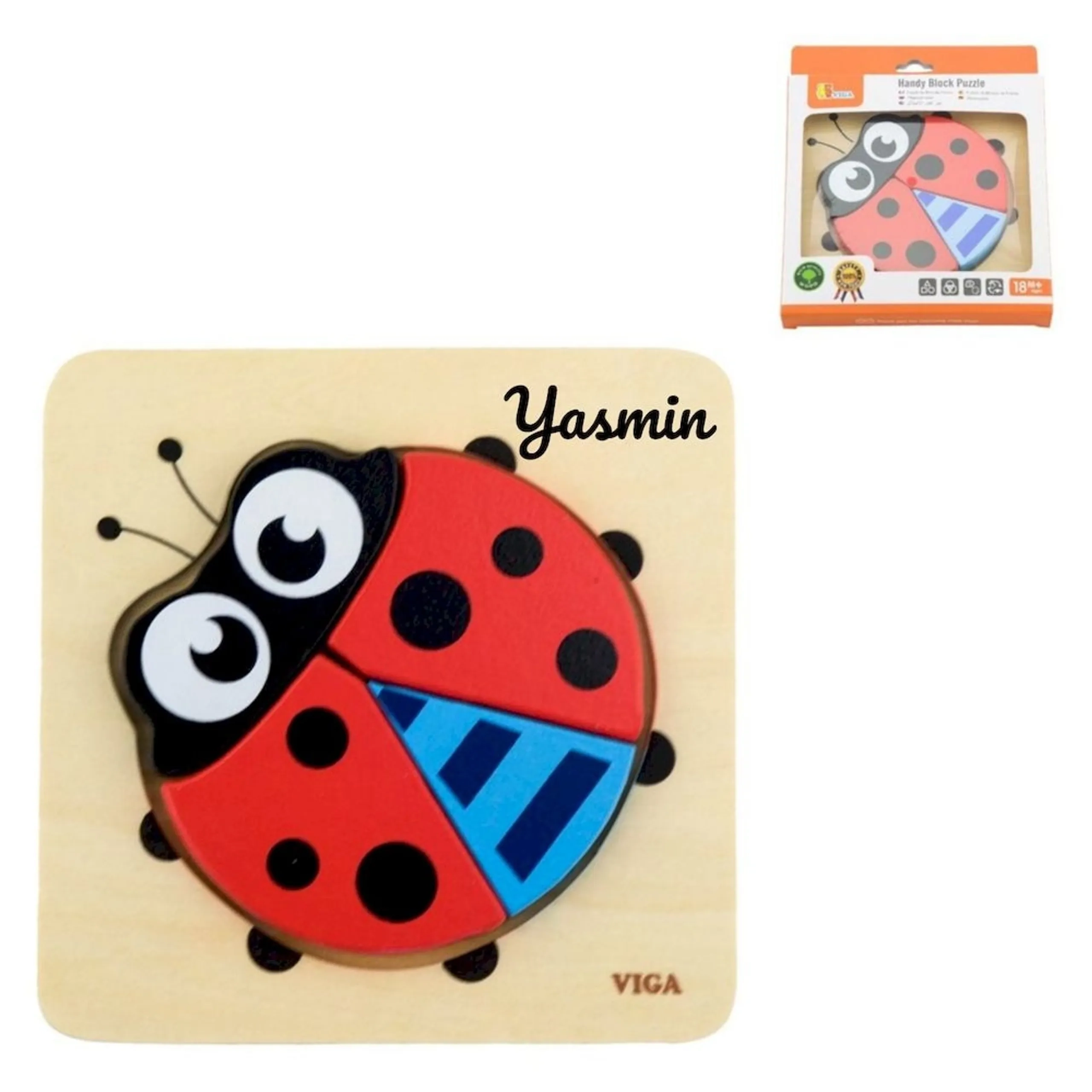 VIGA Handy Block Puzzle - Ladybird - 3 +