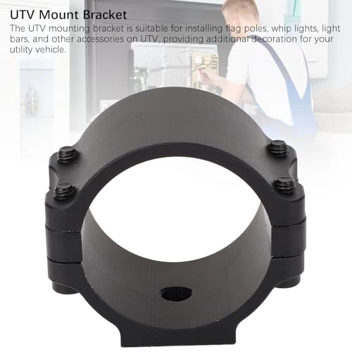 UTV Whip Light Mount Flag Pole Holder - 360 Degree Rotating Aluminum Alloy 1.75 to 2 Inch