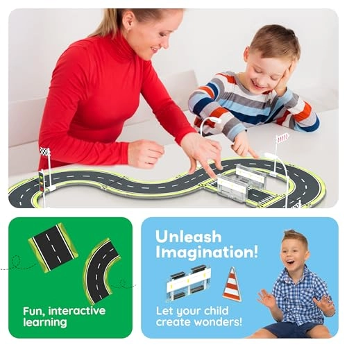 Magnetic Printed Tile Highway Set - Street Sign Traffic 28pcs