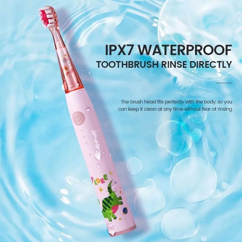 IPX8 Sonic Electric Toothbrush - Pink Wireless Charging 3 Modes