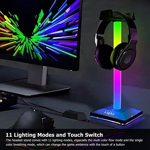 Headset Stand for Desk - RGB Touch Switch Plug and Play