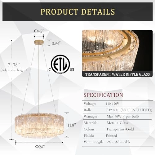 Crystal Glass Round Chandelier