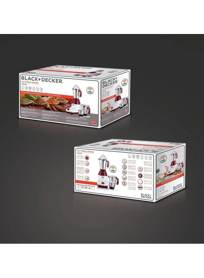 3-in-1 Multifunctional Mixer Grinder - 1.5L 750W