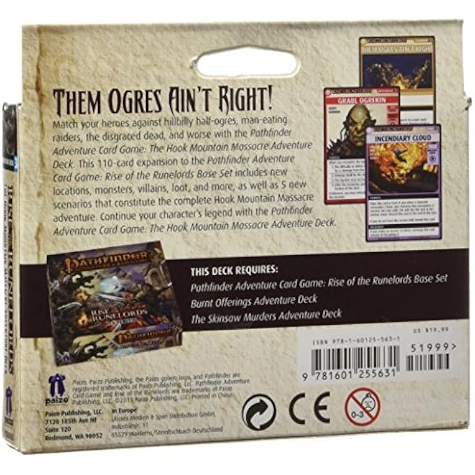 PATHFINDER ADVENTURE CARD GAME: RISE OF THE RUNELORDS DECK 3 - THE HOOK MOUNTAIN MASSACRE ADVENTURE
