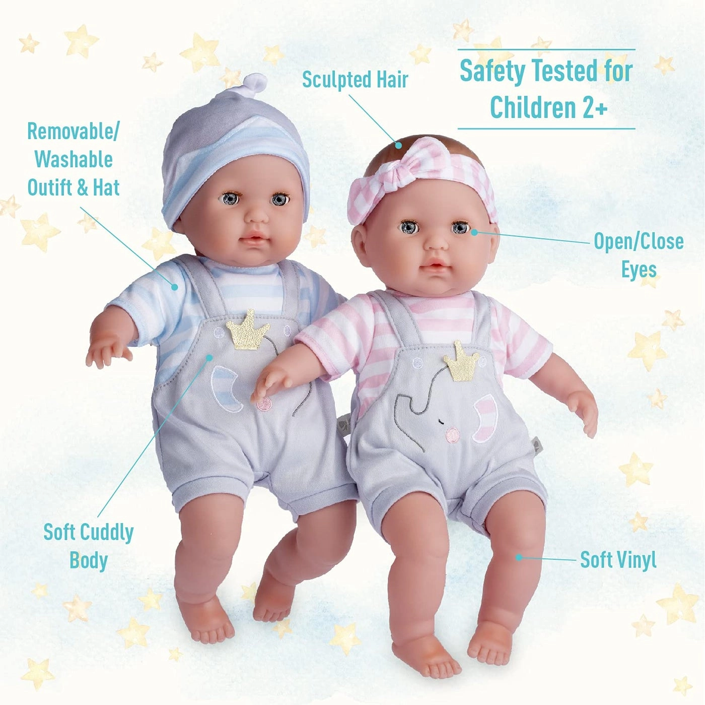 30050 TWINS - 15” Soft Body Open/Close Eyes Gift Set