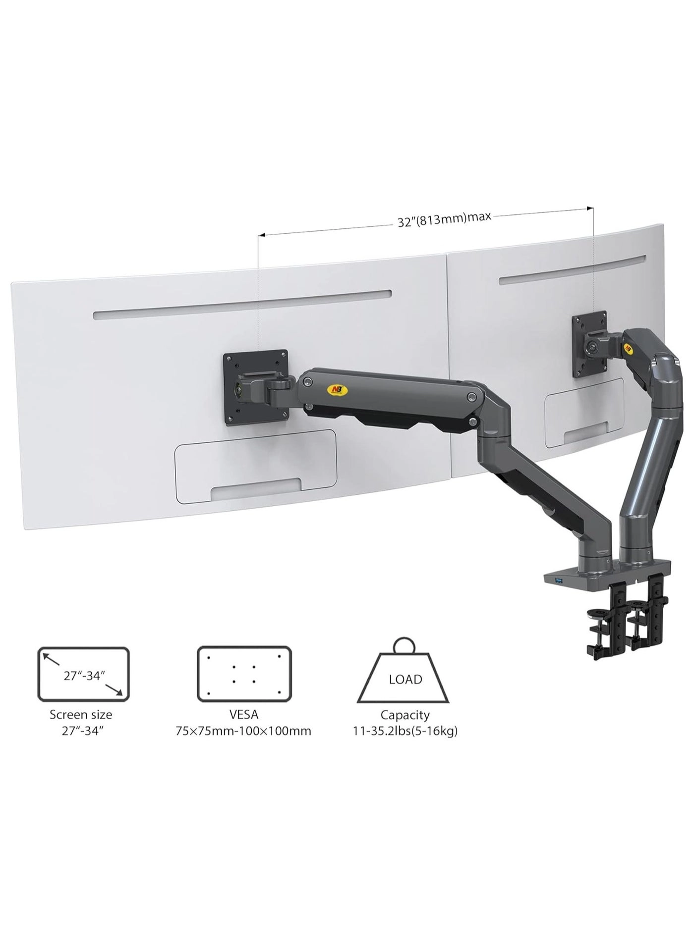 F195A - Dual Arm 32 in 75x75mm 100x100mm