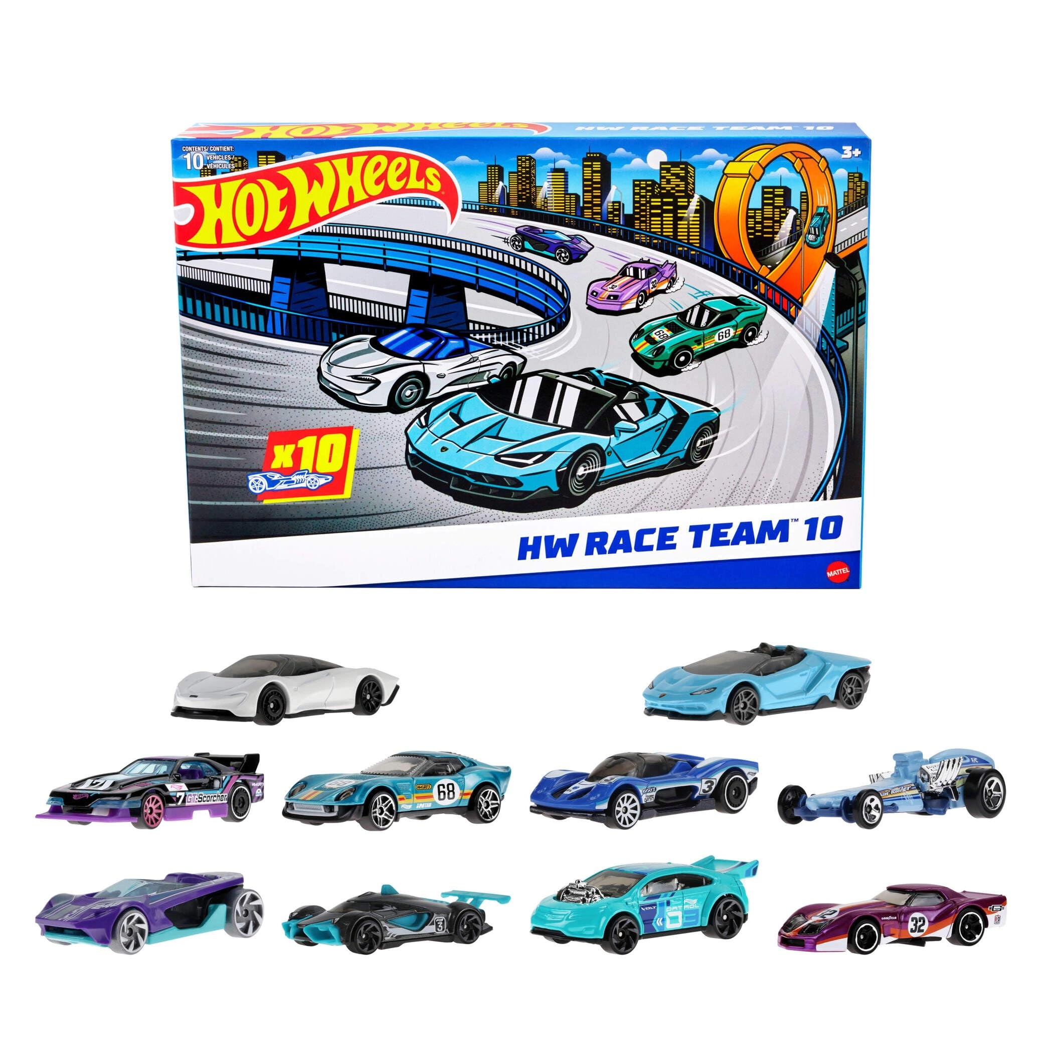 Mattel 10-Pack of Toy Race Cars - 1:64 10 pcs