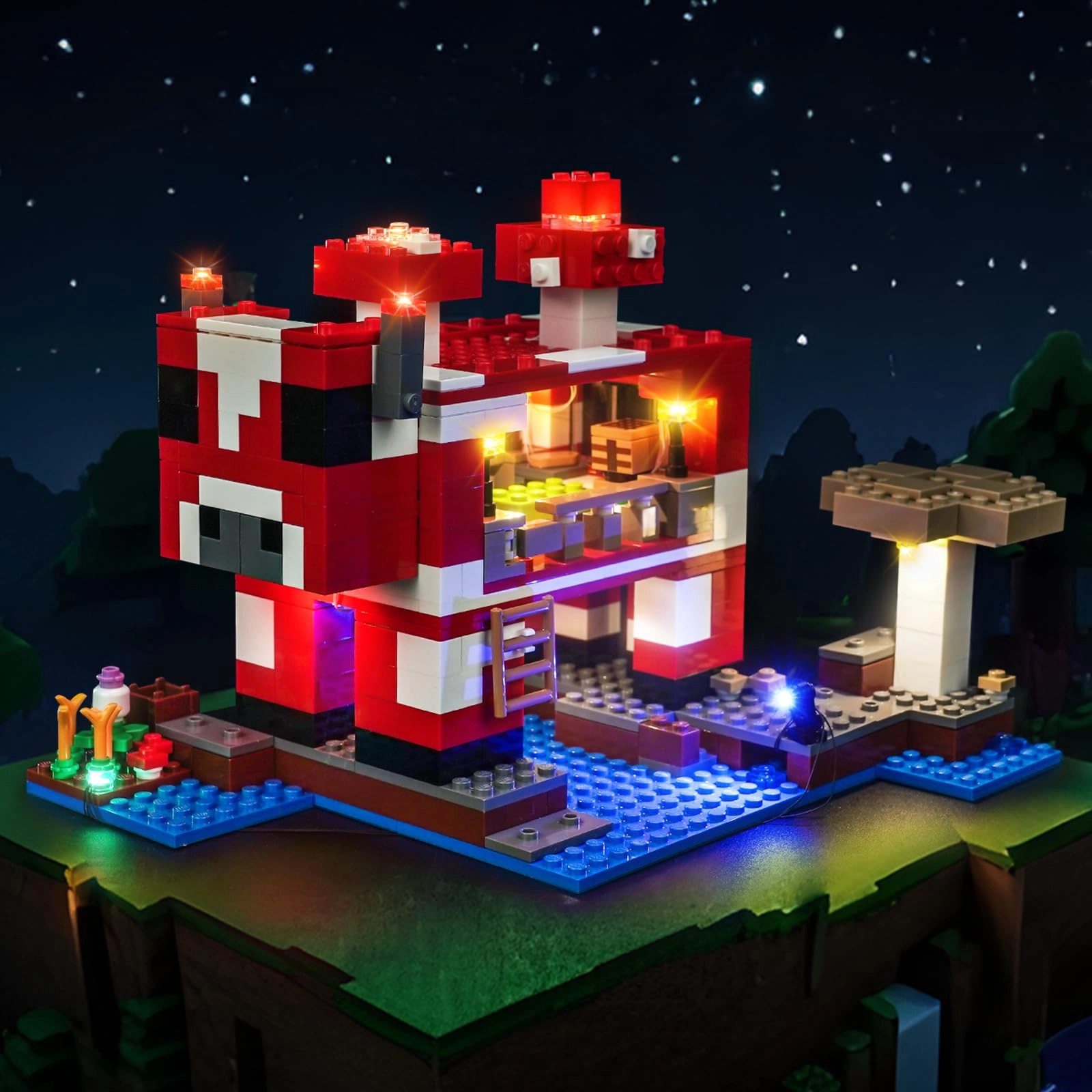 Brickshining LED Lighting Compatible with The Mooshroom House 21270 - AAA batteries USB power