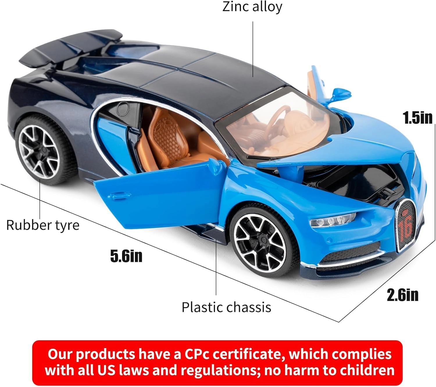 BUGATTI CHIRON - Metal Pull Back Blue