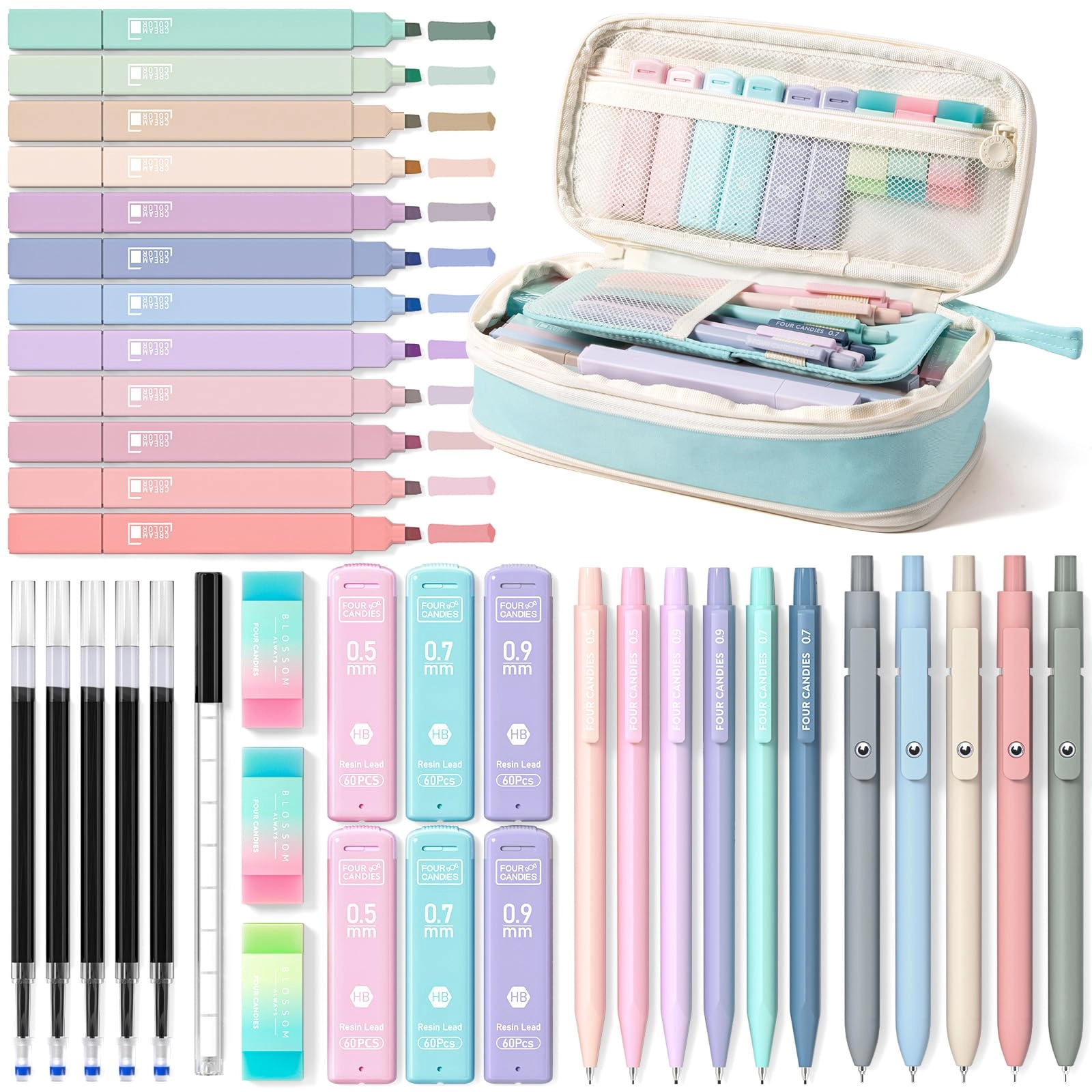 Aesthetic School Supplies - 39.0 Count 0.5mm, 0.7mm, 0.9mm Millimeters