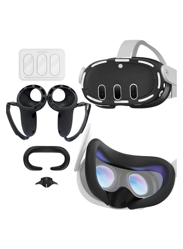 Protector Cover Set - Sweatproof Washable + Silicone Headset Cover + Face Cushion Cover Pad + Lens Dust Cover + Controller Thumb Grips - 2 Pack