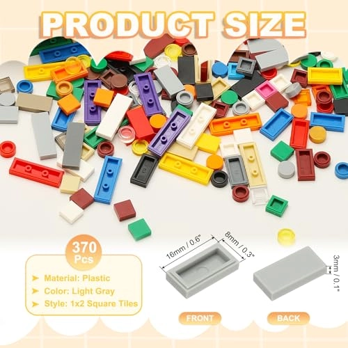 1x2 Square Tiles - 370pcs Block Bulk
