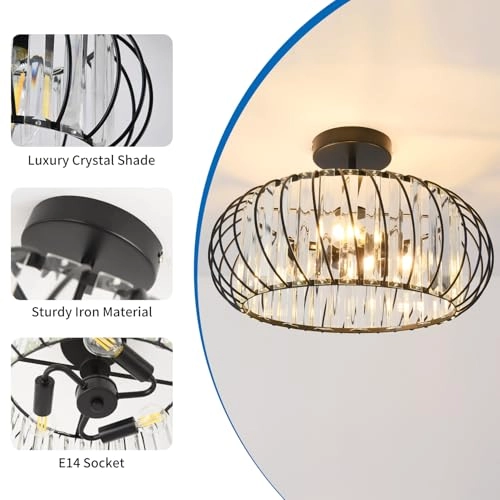 E27 Crystal Ceiling Lamp - 3 lights 36.5 cm