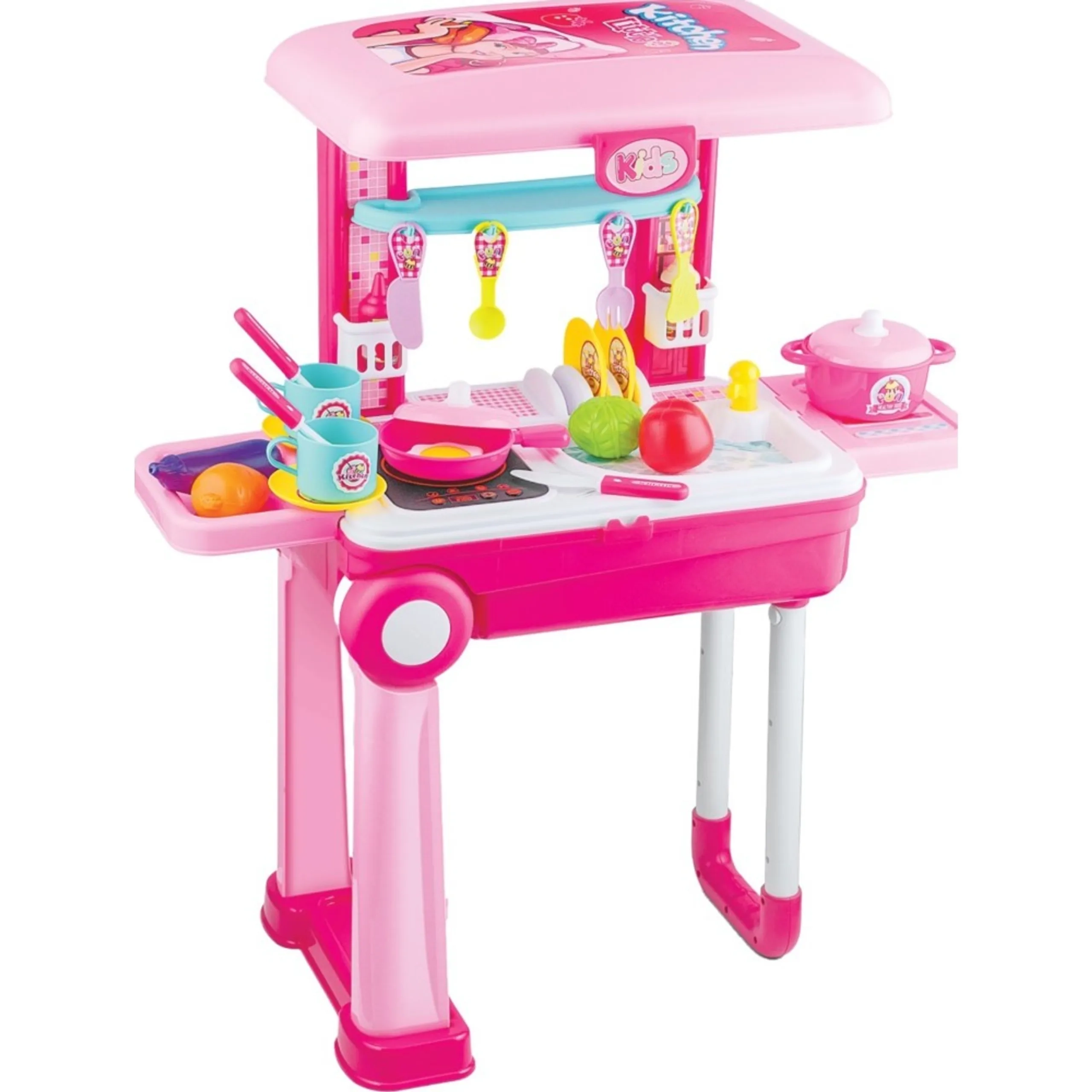 URBAN TOTS Realistic Kitchen Trolley Playset - Interactive Lights & Sounds Water Circulation Faucet (46917574-DHT_RP_10064)